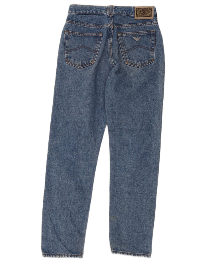 Armani Damen Crop Straight Jeans W28 L26 Blaue Baumwolle