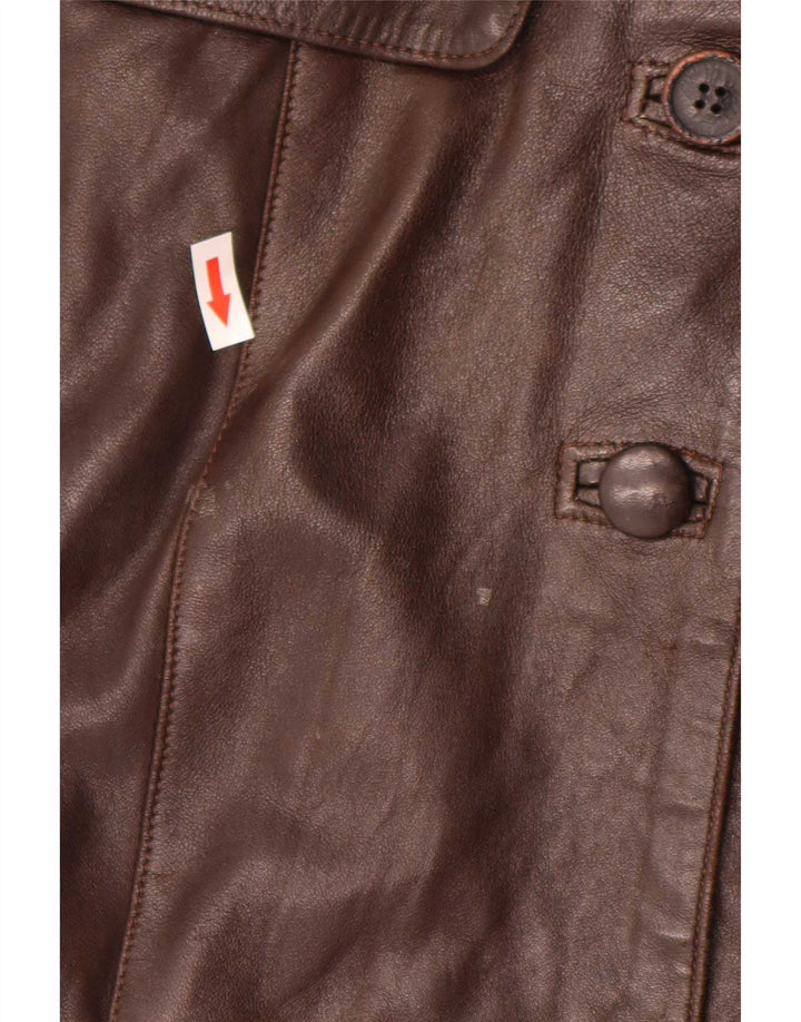 Vintage Damen Ledermantel UK 14 Groß Braun