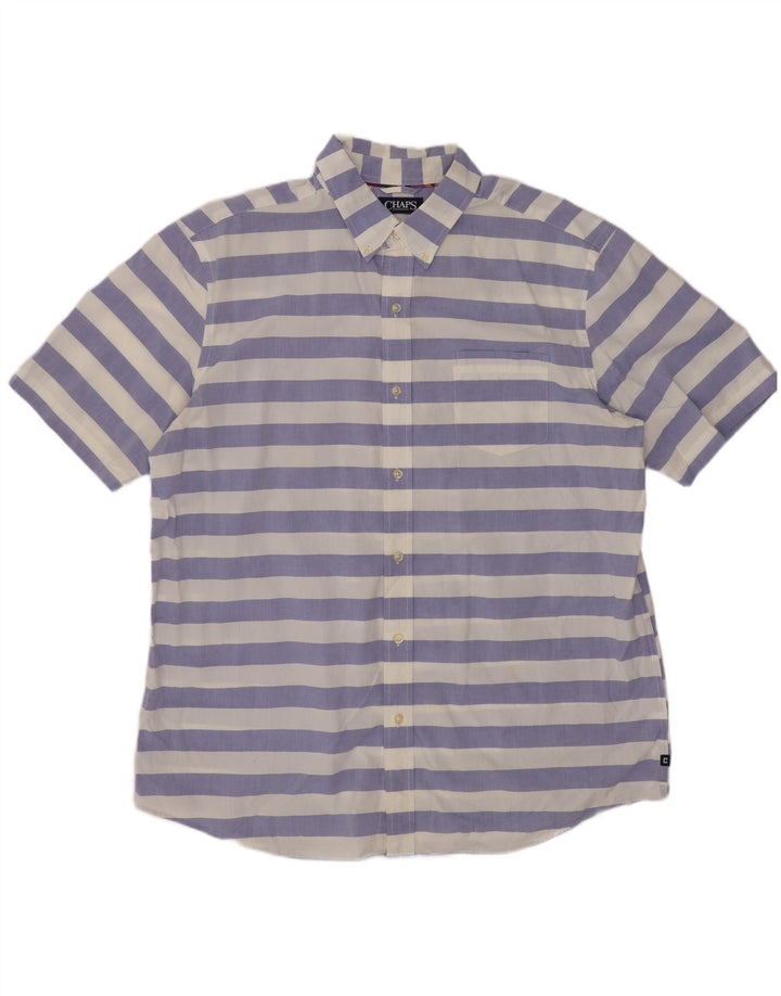Chaps Herren-Hemd, kurzärmelig, normale Passform, XL, blau gestreift, Baumwolle