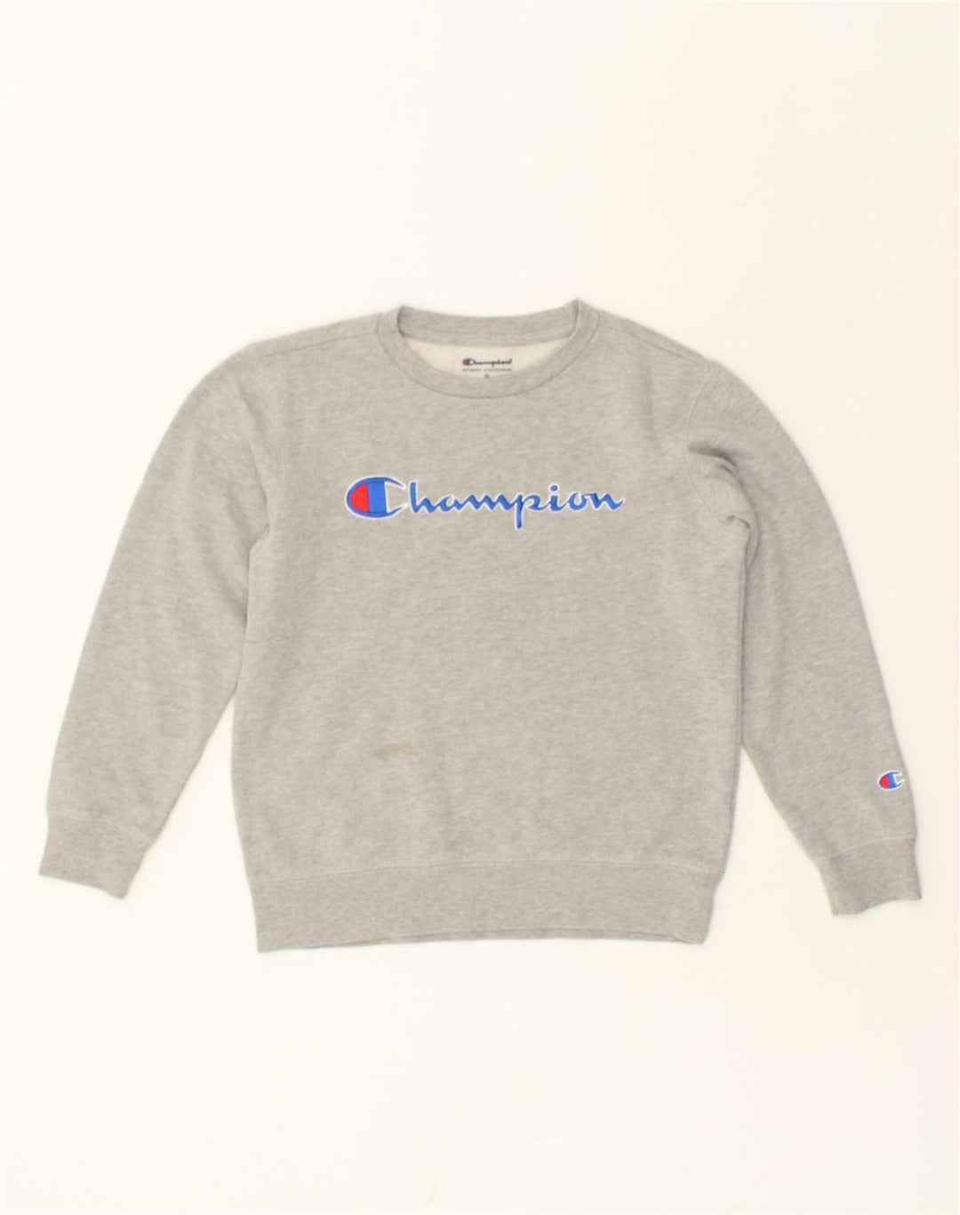 CHAMPION Womens Graphic Sweatshirt Jumper UK 12 Medium Grey Cotton | Vintage Champion | Thrift | Second-Hand Champion | Used Clothing | Messina Hembry 