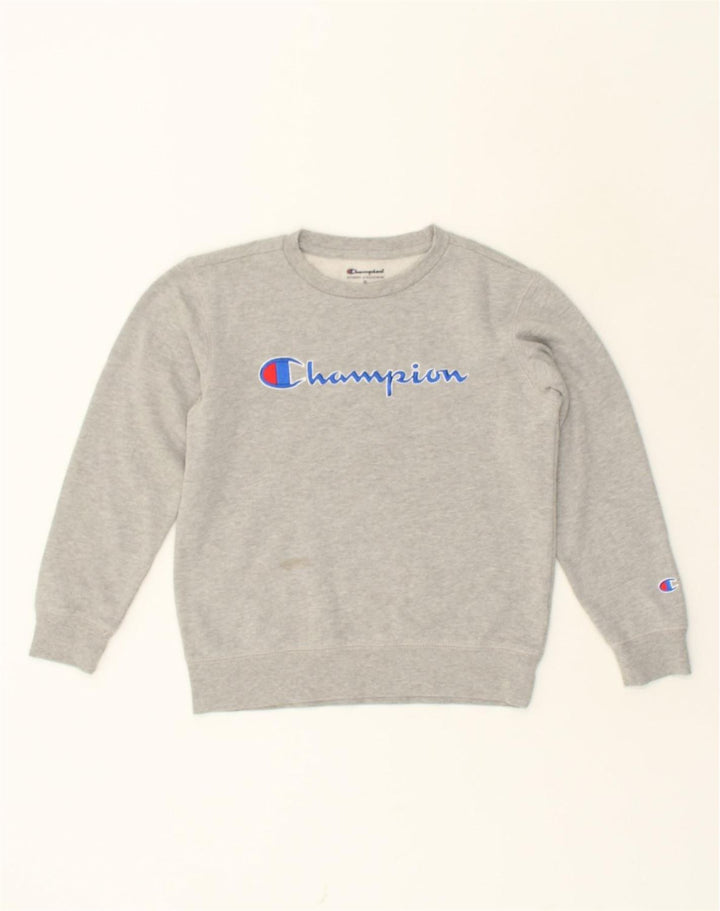 CHAMPION Womens Graphic Sweatshirt Jumper UK 12 Medium Grey Cotton | Vintage Champion | Thrift | Second-Hand Champion | Used Clothing | Messina Hembry 