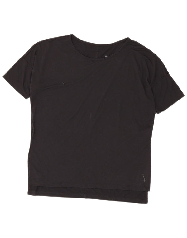 Nike Damen Dri Fit Übergroßes T-Shirt-Oberteil UK 14 Mittelschwarzes Polyester