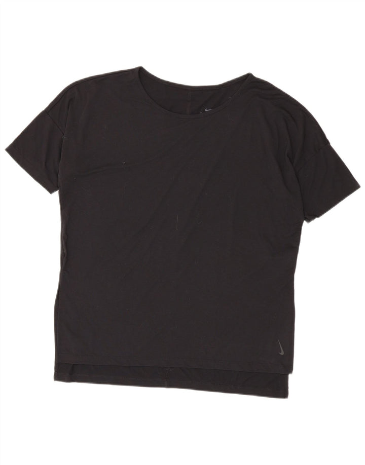 Nike Damen Dri Fit Übergroßes T-Shirt-Oberteil UK 14 Mittelschwarzes Polyester