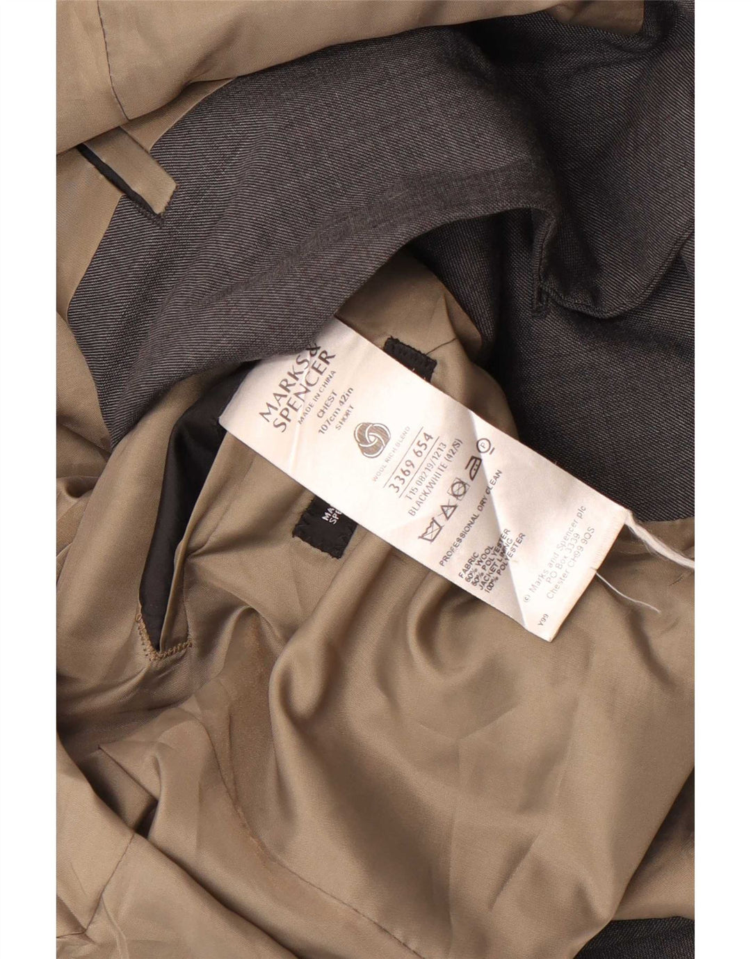 Marks & Spencer Herren-Blazer mit 2 Knöpfen, UK 42, große graue Wolle