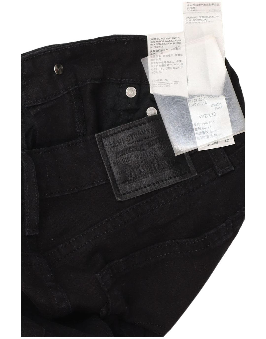LEVI'S Damen 725 Bootcut-Jeans mit hohem Bund, W27 L30, schwarze Baumwolle