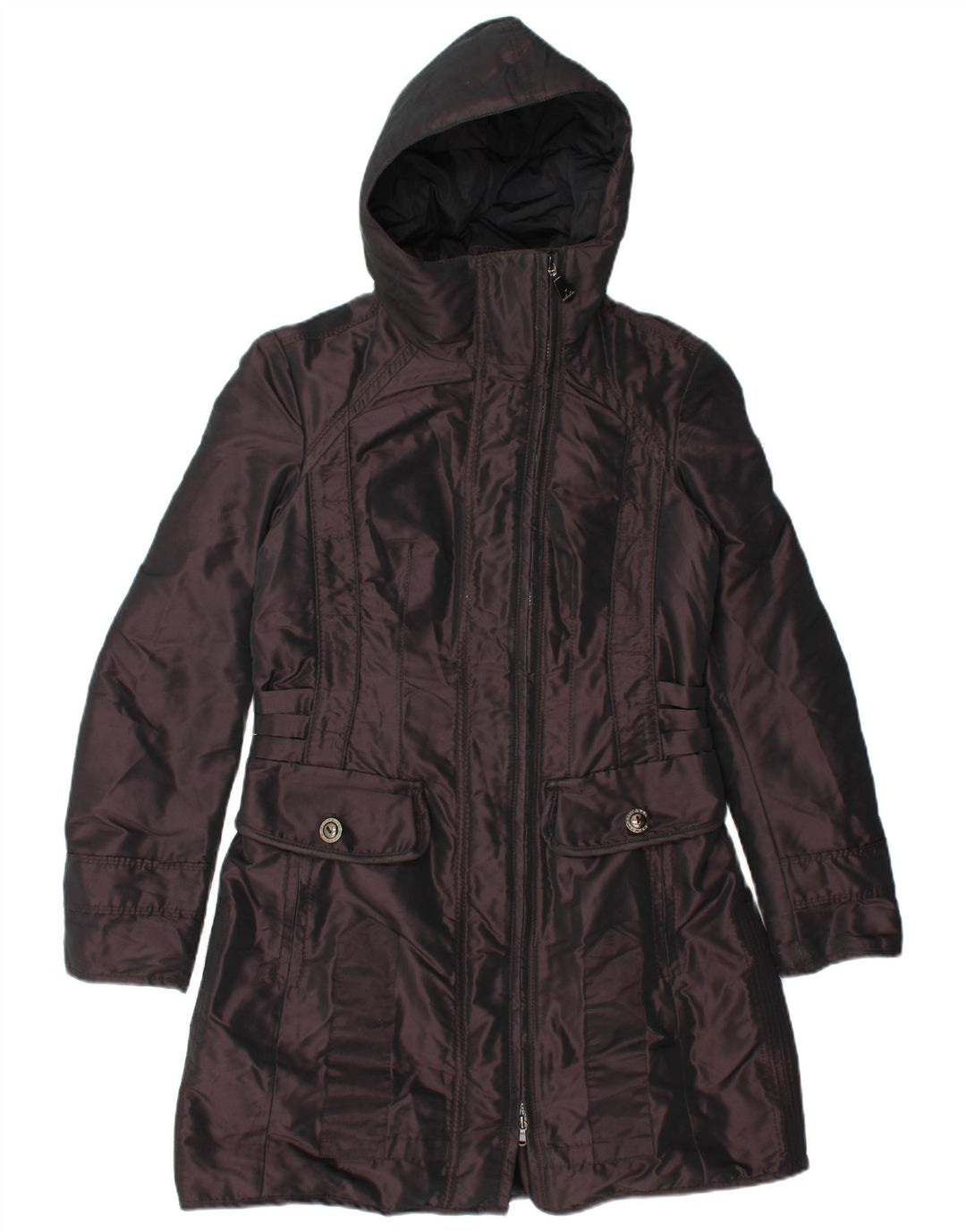 PEUTEREY Womens Hooded Padded Coat IT 42 Medium Black Polyester