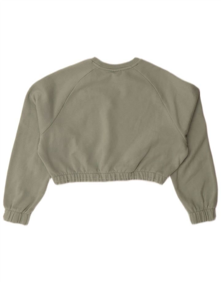 Puma Womens Crop Oversized Sweatshirt Pullover UK 10 Small Grüne Baumwolle