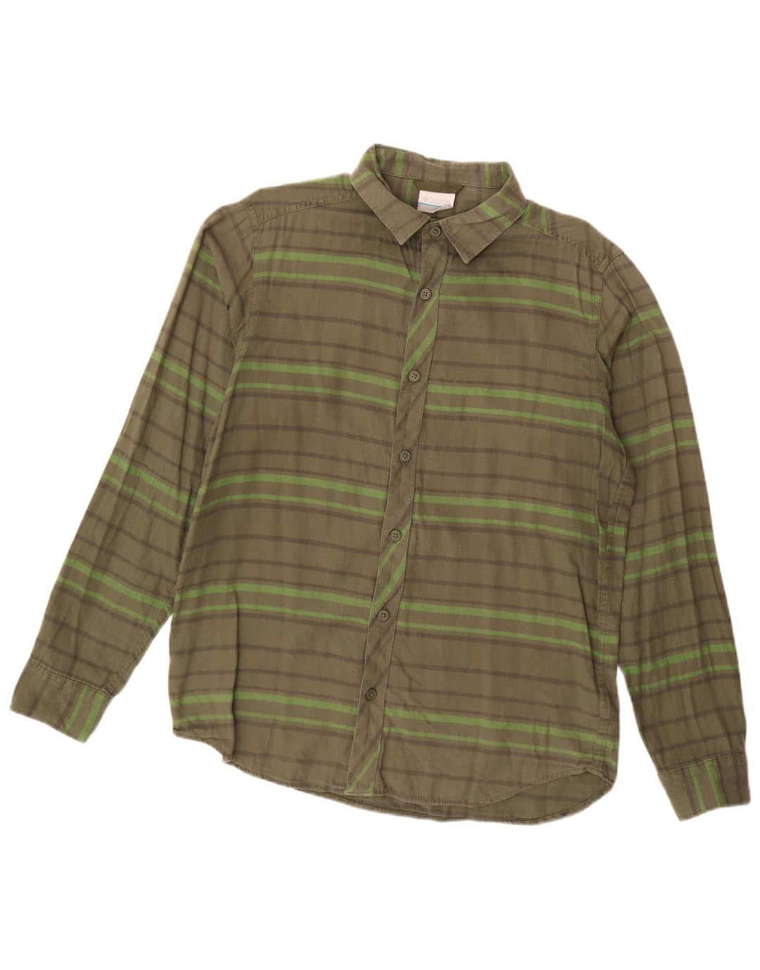 Columbia Herren-Flanellhemd, klein, Khaki, gestreift, Baumwolle