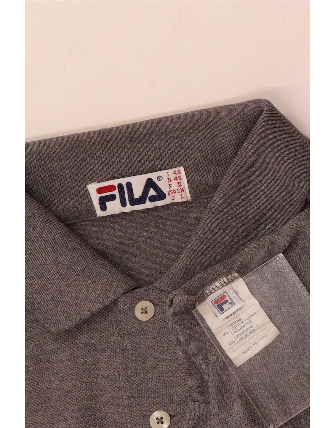 Fila Herren Poloshirt IT 48 mittelgraue Baumwolle
