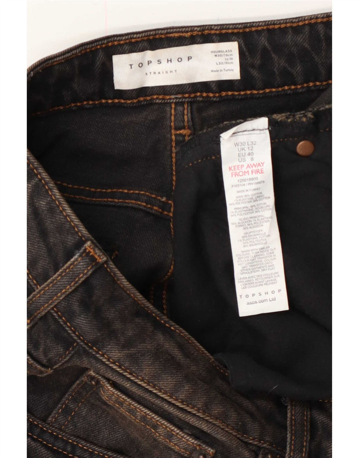 Topshop Damen Jeansshorts W30 Mittelschwarze Baumwolle