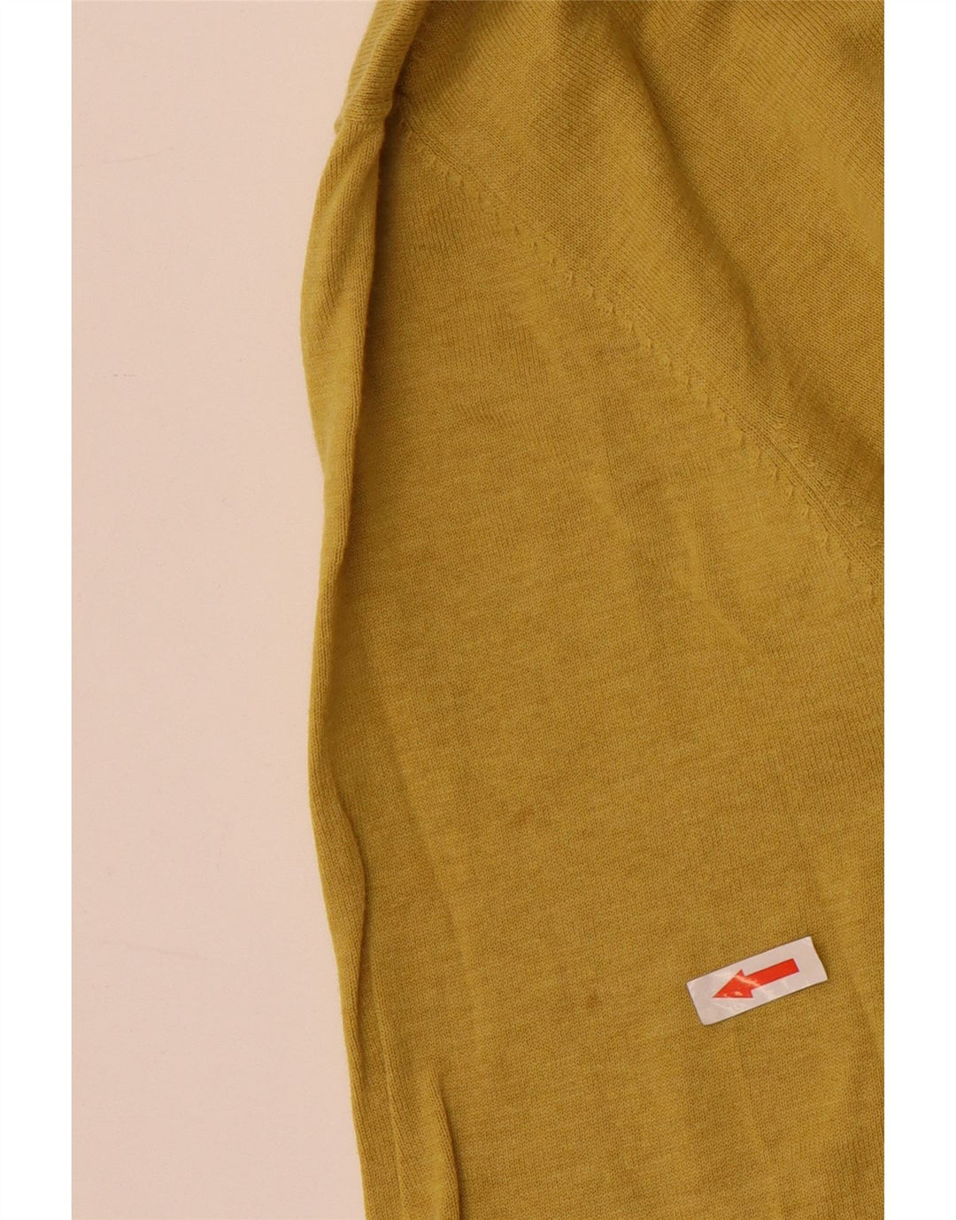 Massimo Dutti Herren-Pullover mit V-Ausschnitt, groß, gelbe Baumwolle