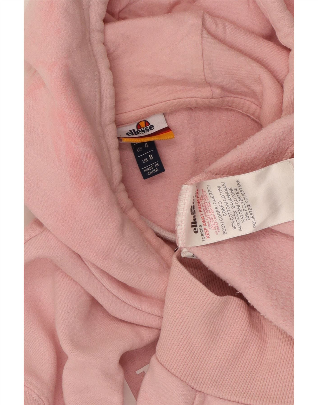 ELLESSE Damen-Pullover mit übergroßem grafischem Kapuzenpullover, Gr. 8, Größe S, Rosa, Baumwolle