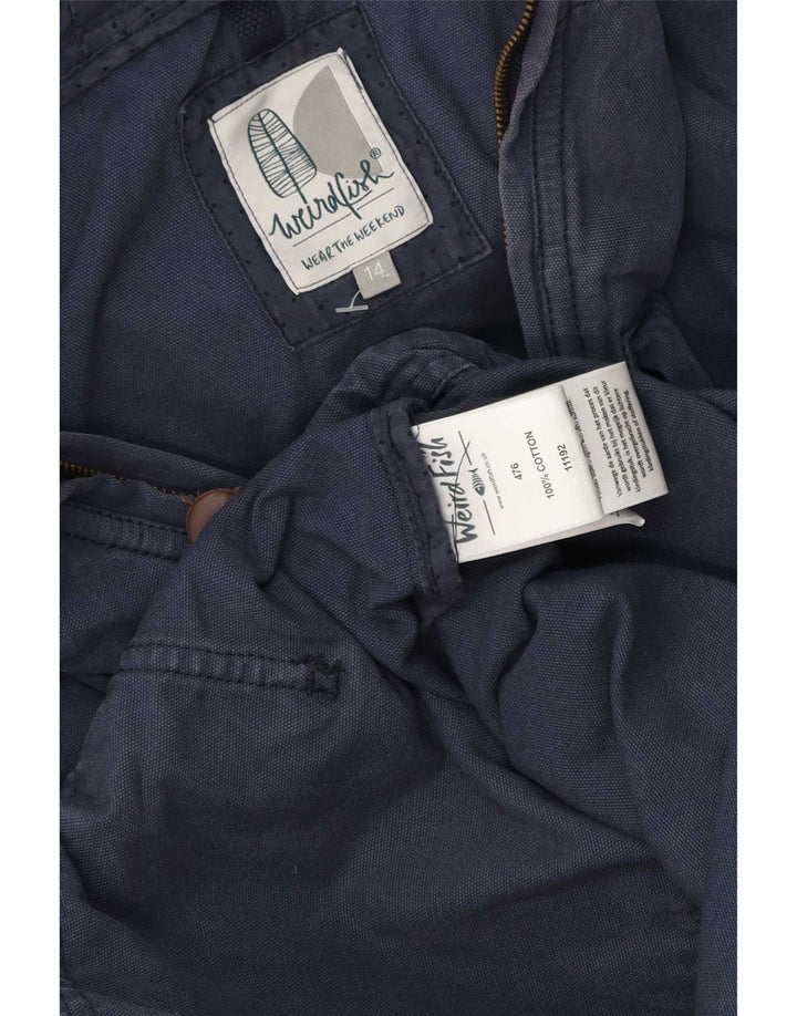 Weird Fish Damen-Bomberjacke mit Kapuze, UK 14, mittelmarineblaue Baumwolle
