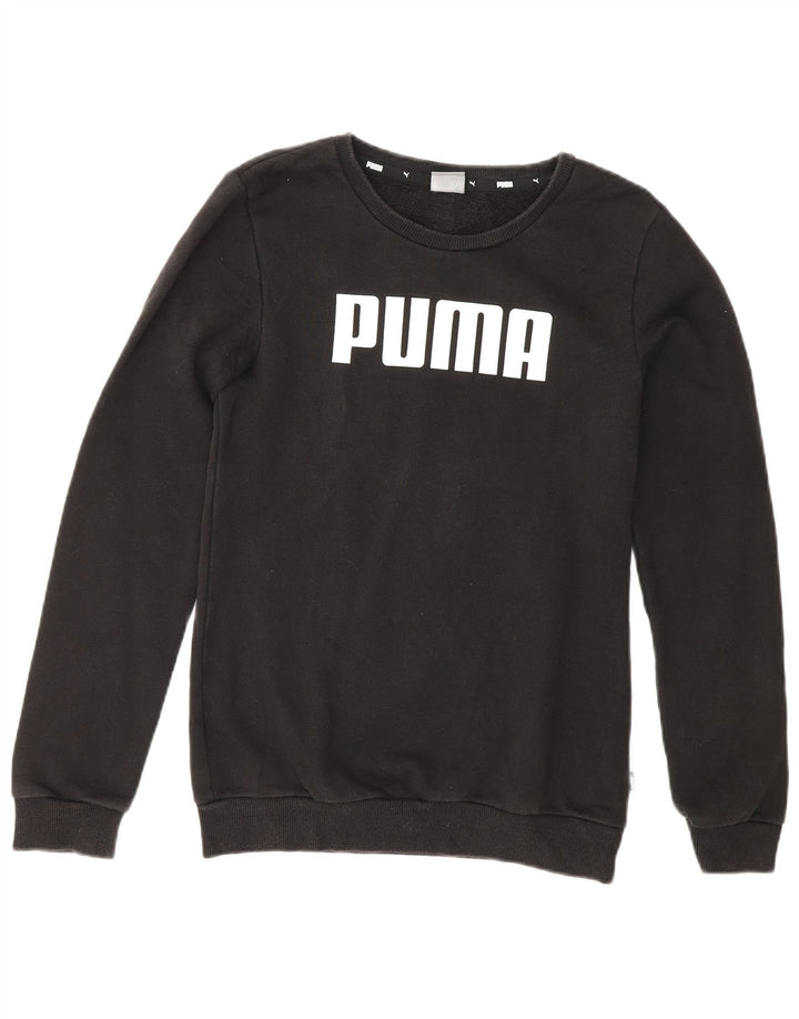 PUMA Jungen Graphic Sweatshirt Pullover 13–14 Jahre, schwarze Baumwolle