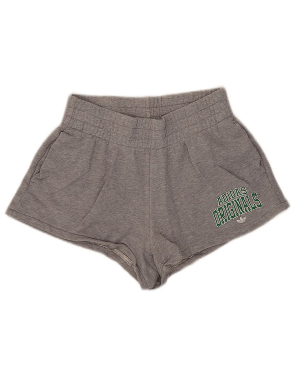 Adidas Damen Graphic Sport Shorts UK 8/10 Small Grau gefleckte Baumwolle