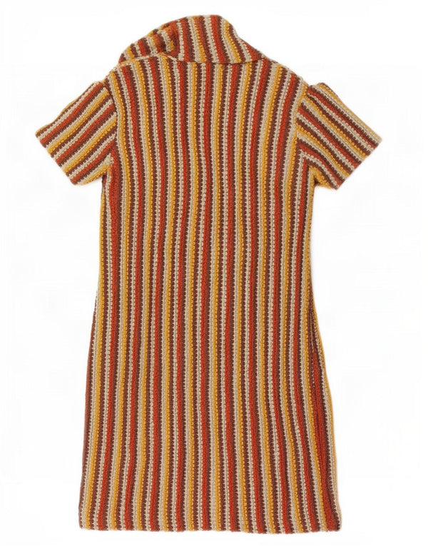 Urban Outfitters Damen-Pulloverkleid mit kurzen Ärmeln, UK 6 XS, braun gestreift