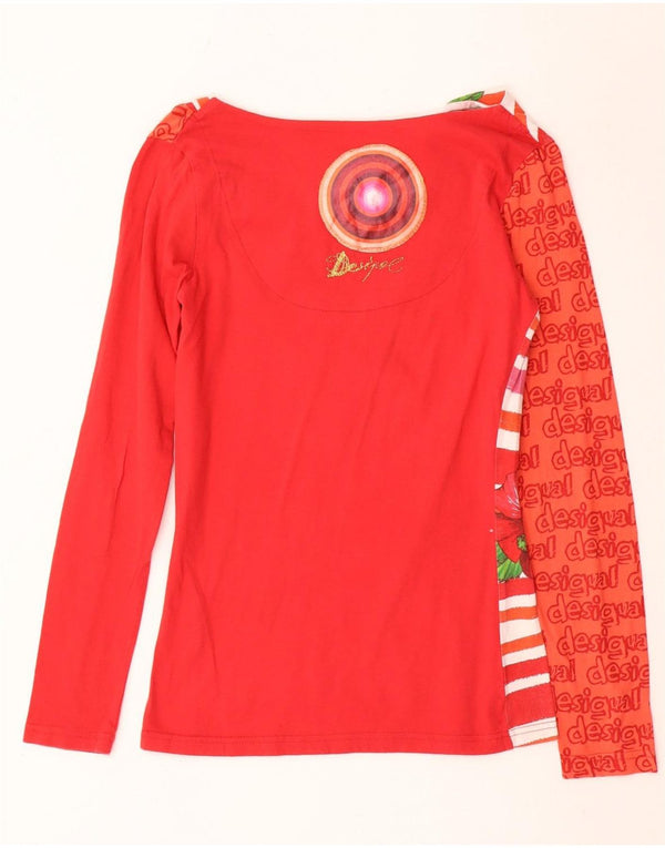 Desigual Womens Graphic Top Langarm UK 10 Small Red Floral Cotton