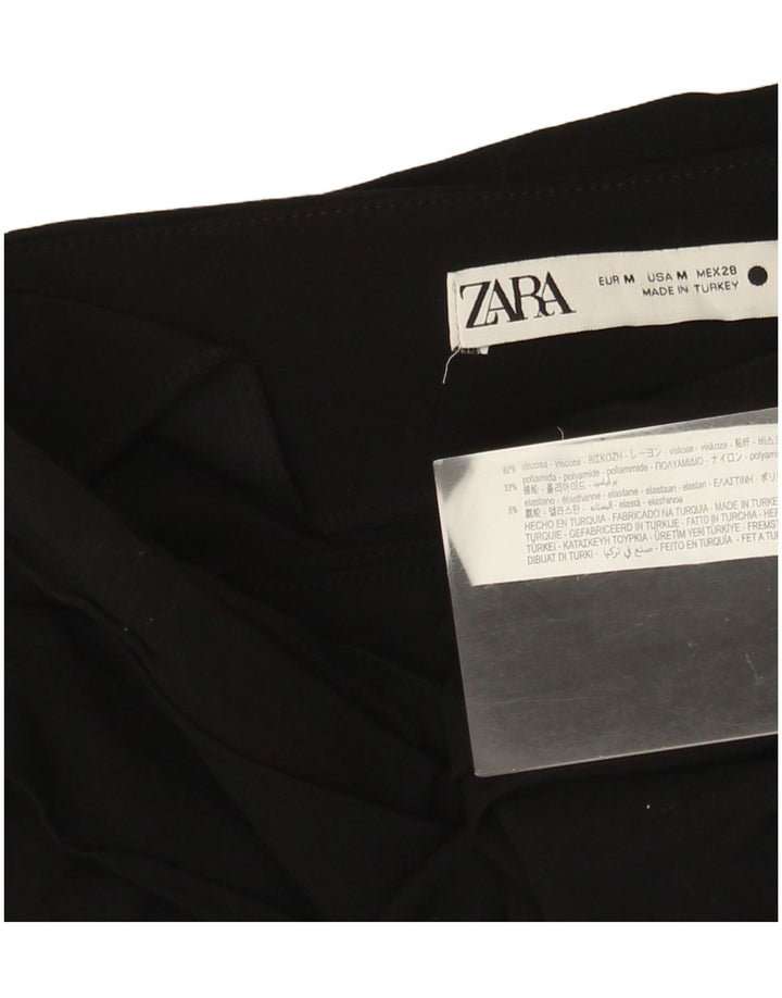 Zara Damen Crop One Shoulder Top UK 12 Mittelschwarze Viskose