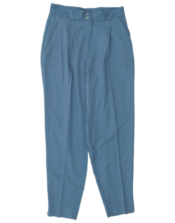 Oui Damen-Freizeithose mit hoher Taille, konisch zulaufend, Größe 42, Mittel W30 L30, Blau
