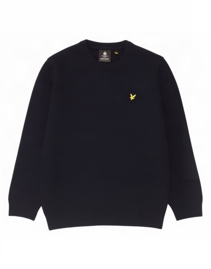 Lyle & Scott Herren-Pullover mit Rundhalsausschnitt, groß, marineblaue Wolle