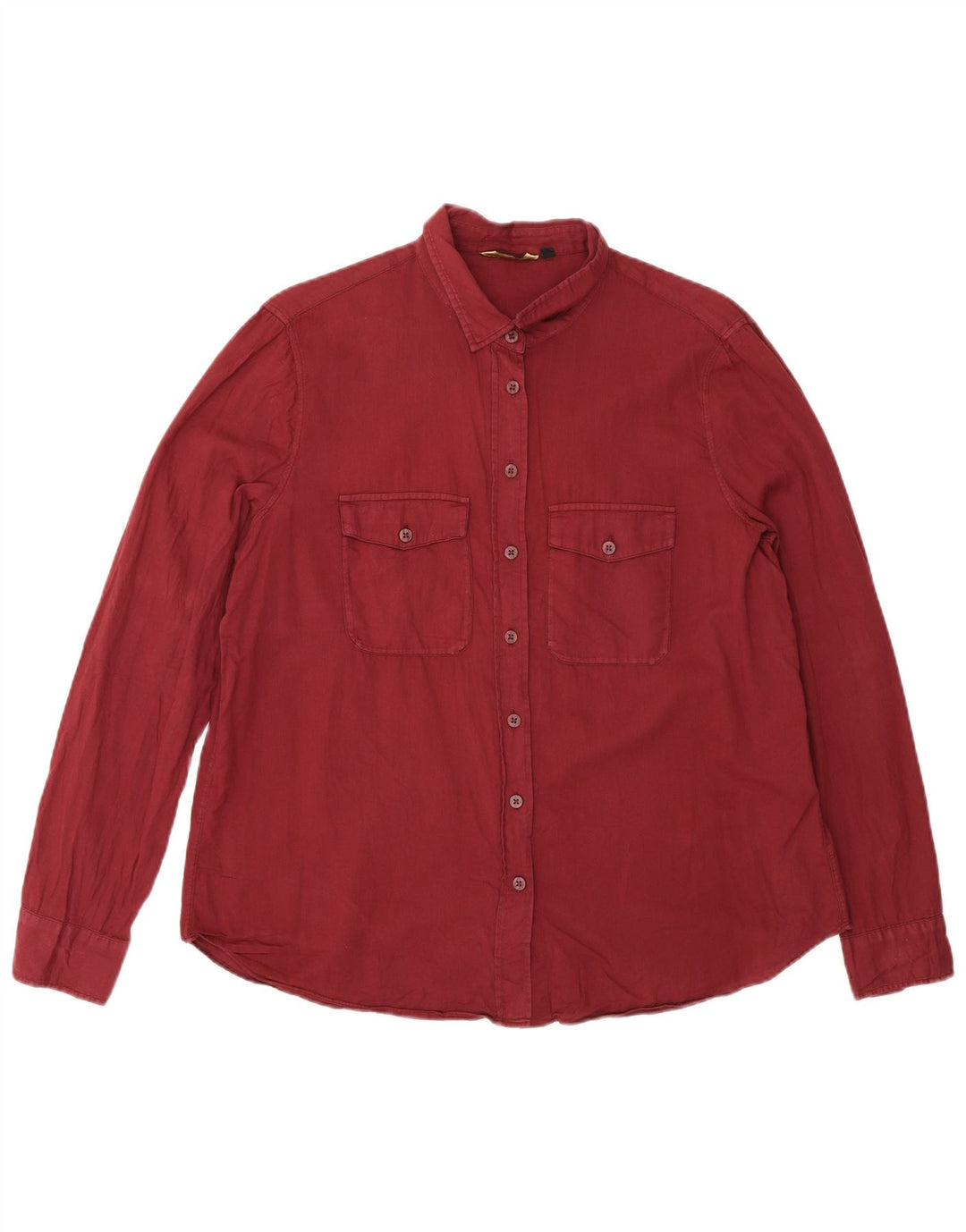 Massimo Dutti Damenhemd EU 44 XL Burgunderrote Baumwolle
