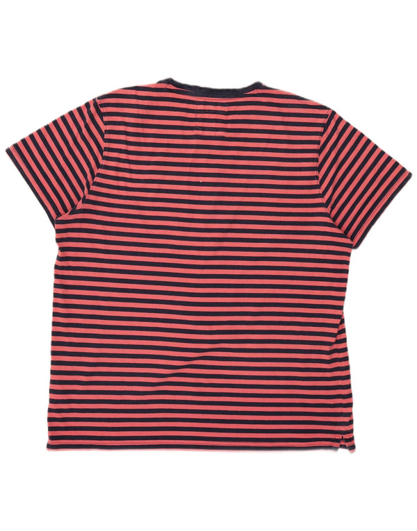 Crew Clothing Herren-T-Shirt, kurzärmelig, normal, 2XL, rosa gestreift, Baumwolle