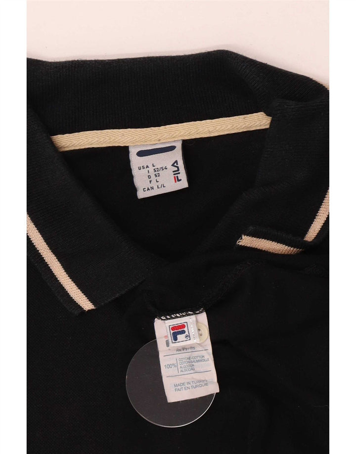 Fila Herren-Poloshirt, groß, schwarz gestreift, Baumwolle