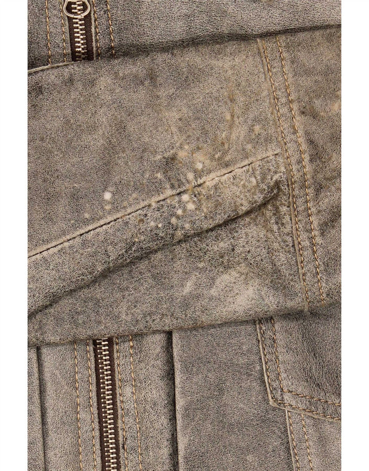 Vintage Herren Leder Bomberjacke UK 38 Mittelgrau