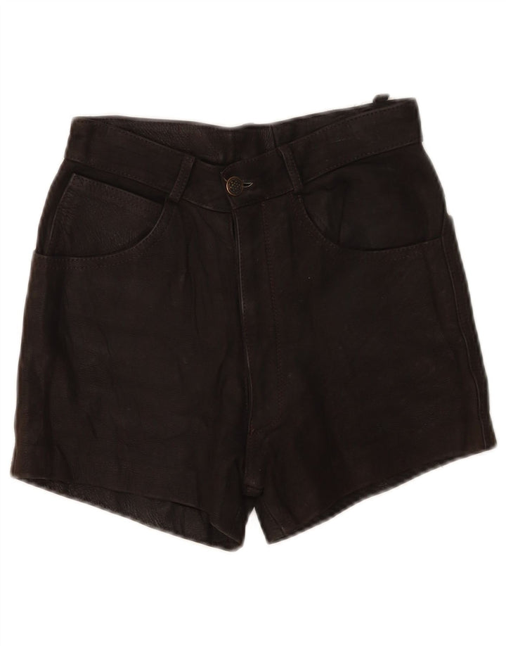 Vintage Damen Ledershorts W24 XS Schwarz