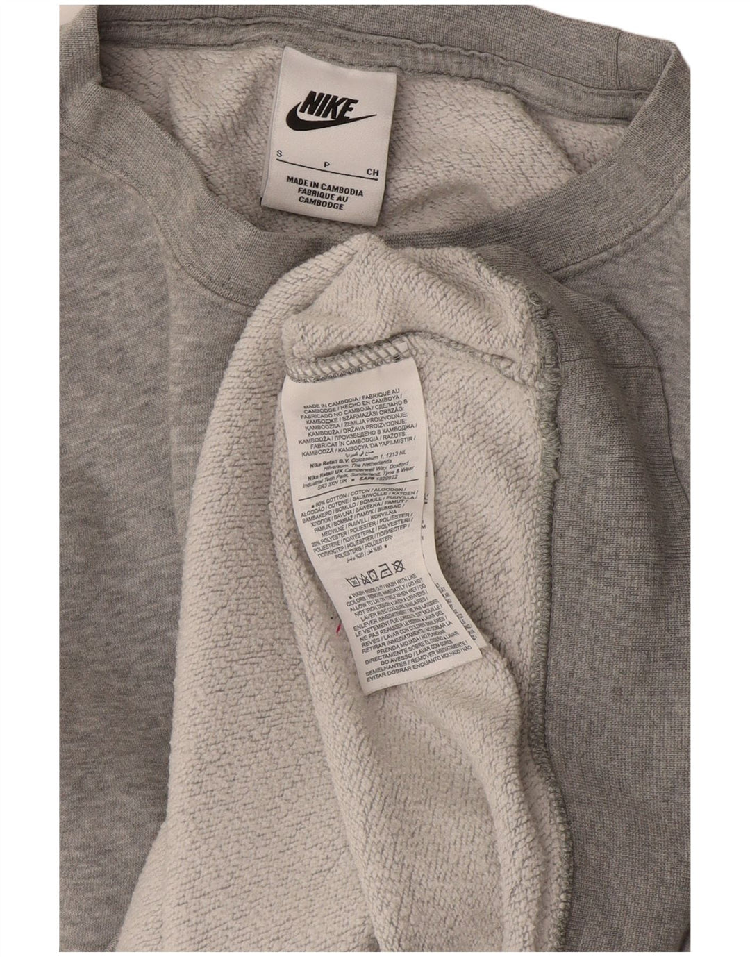 Nike Womens Graphic Oversized Sweatshirt Pullover UK 10 Small Graue Baumwolle
