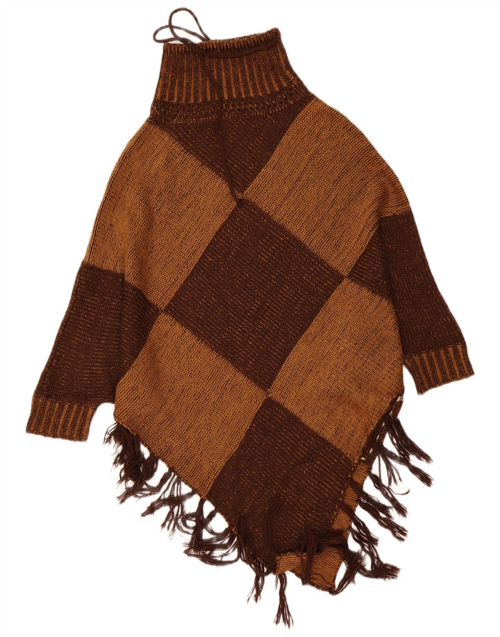 Pashmina Poncho-Pullover für Damen, Einheitsgröße, braun, Argyle/Diamant-Kaschmir