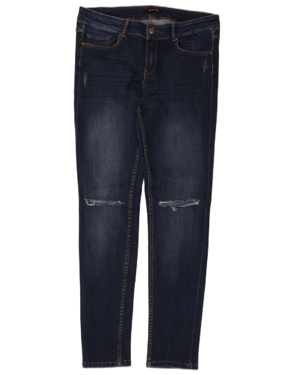 Massimo Dutti Damen Distressed Skinny Jeans EU 42 Large W32 L30 Marineblau