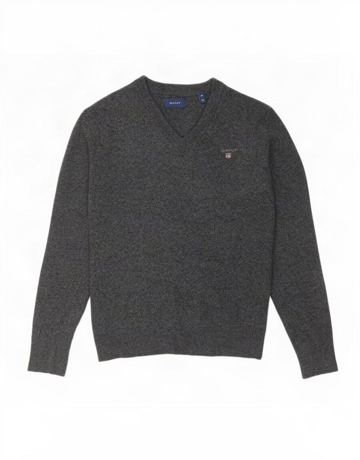 Gant Damen-Pullover mit V-Ausschnitt, UK 12, mittelgraue Wolle