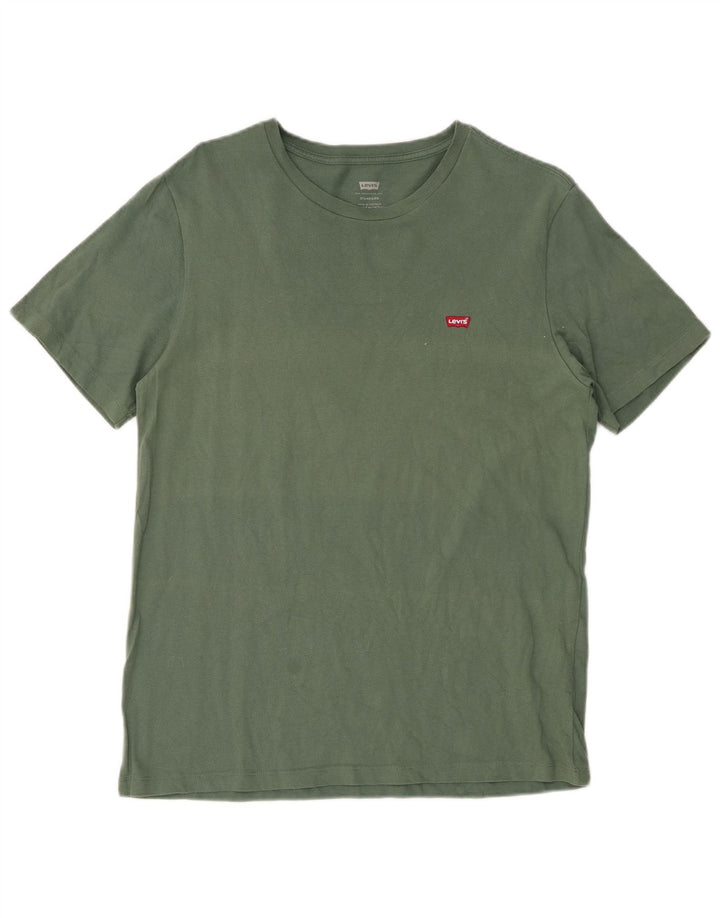 LEVI'S Herren Standard-T-Shirt-Oberteil aus mittelgrüner Baumwolle