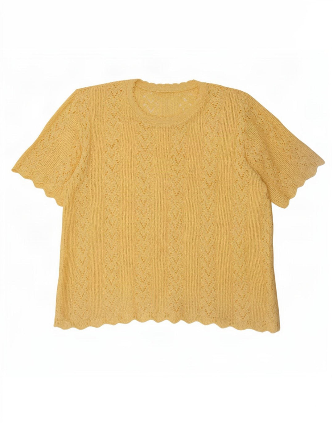 Vintage Damen Übergroße Strickbluse Top UK 14 Mittelgelb