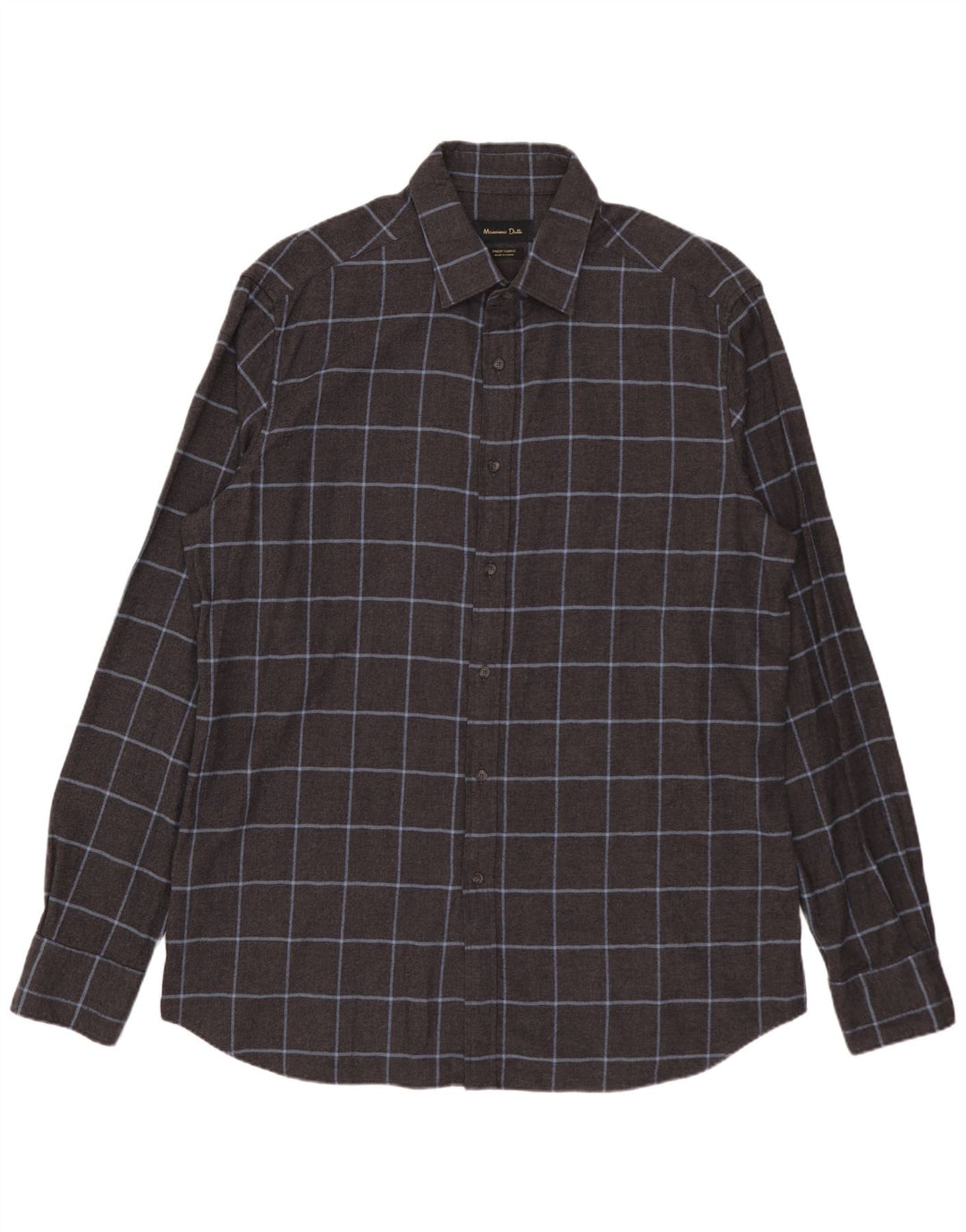 MASSIMO DUTTI Herren Flanellhemd XL grau karierte Baumwolle