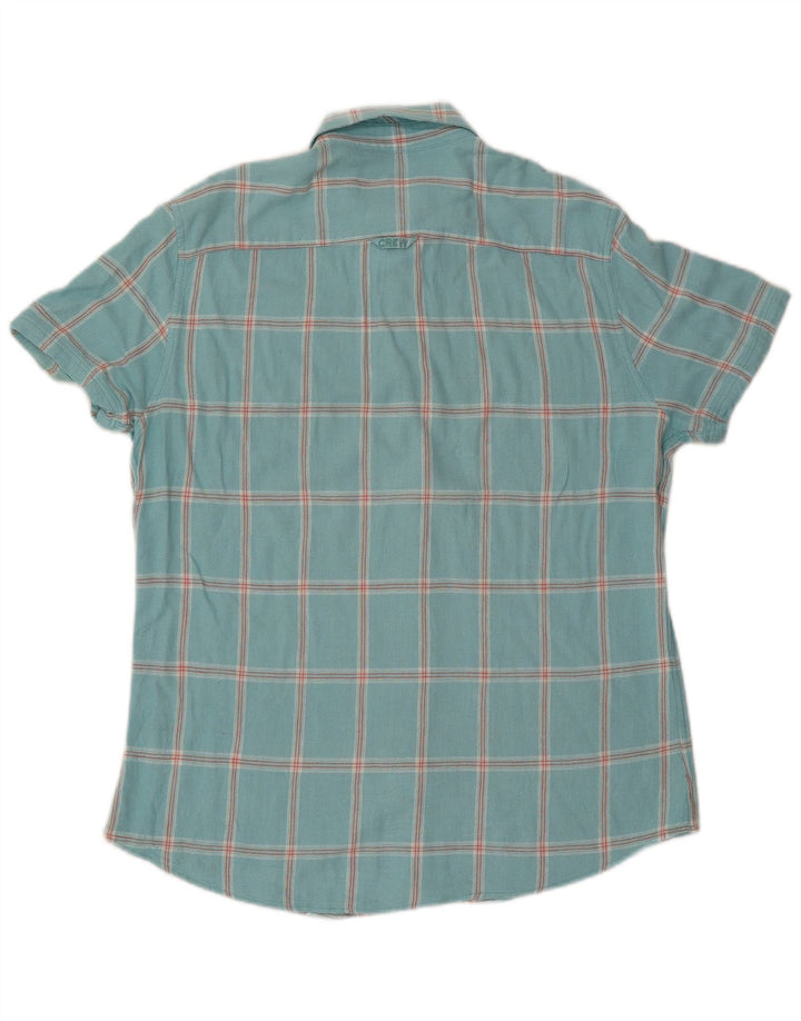 Crew Clothing Herren-Kurzarmhemd, groß, türkisfarben, kariert, Viskose