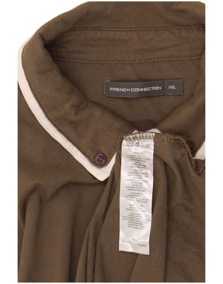 French Connection Herren-Poloshirt, 2XL, Khaki, gestreift, Baumwolle