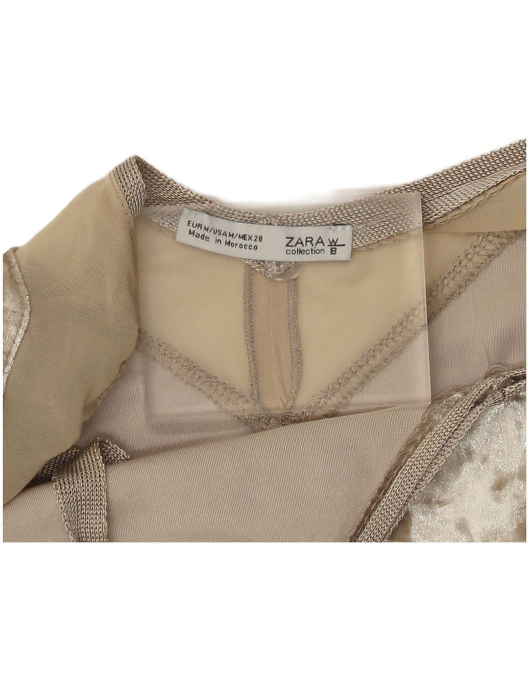 Zara Damen Crop Velvet Cami Top UK 12 Medium Beige