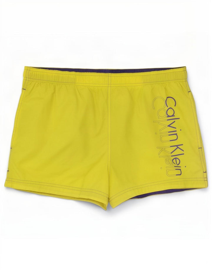 Calvin Klein Herren-Badeshorts mit Grafik, groß, aus gelbem Polyester