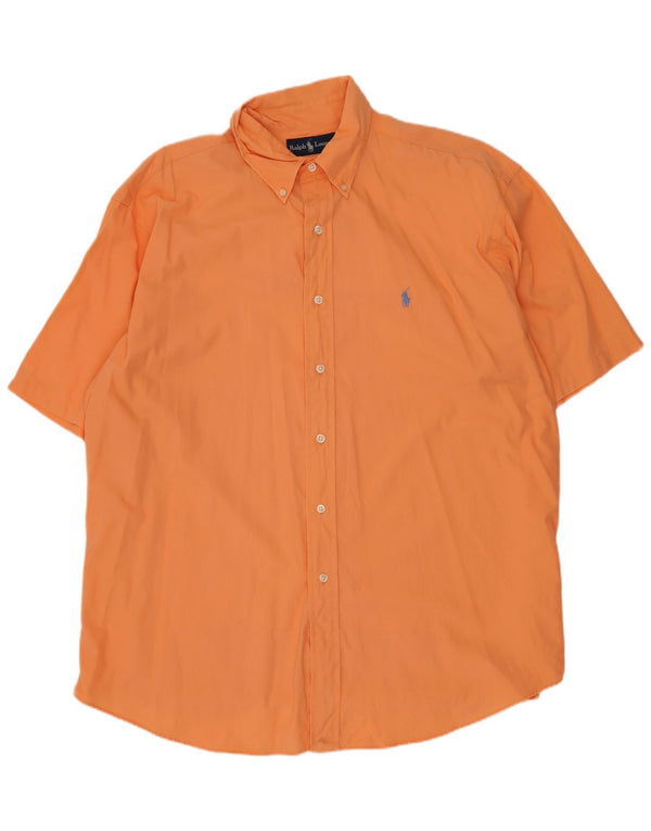 Ralph Lauren Herren Blake Kurzarm-Hemd mit entspannter Passform, große orangefarbene Baumwolle