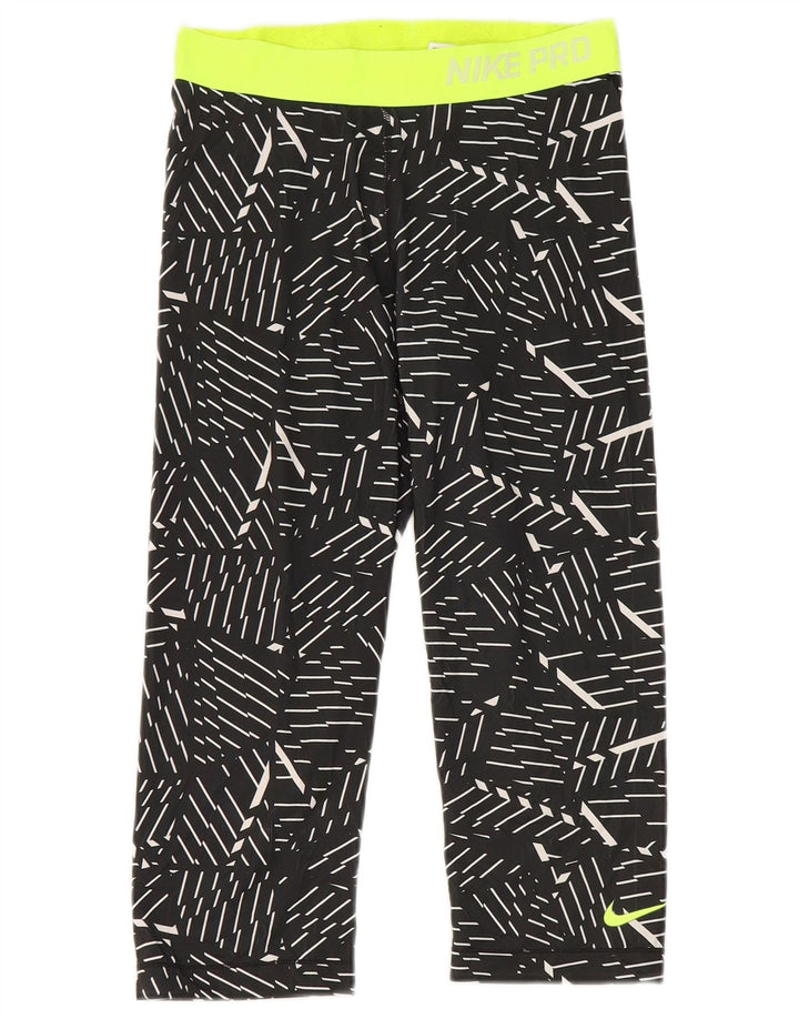 Nike Womens Graphic Capri Leggings UK 12 Mittelschwarzes geometrisches Polyester