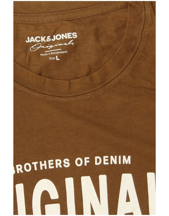 Jack & Jones Herren-T-Shirt mit Grafik, groß, aus brauner Baumwolle