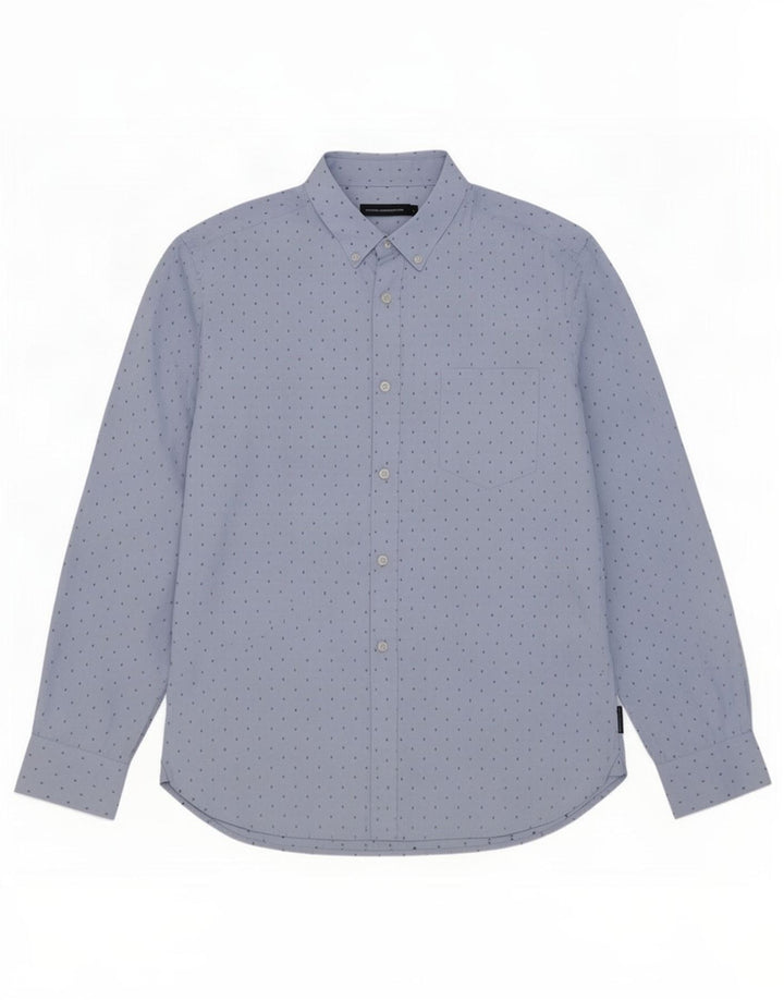 French Connection Herren-Hemd, groß, blau gepunktet, Polyester