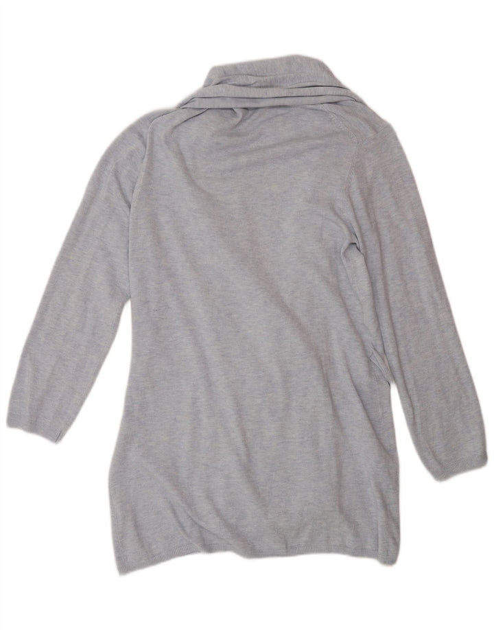 Zara Damen Longline-Cardigan-Pullover UK 14 Mittelblaue Viskose