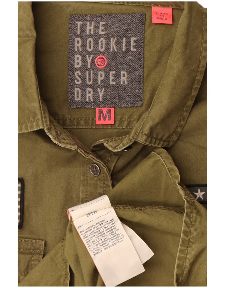 Superdry Damen Grafikhemd UK 14 Medium Khaki Baumwolle