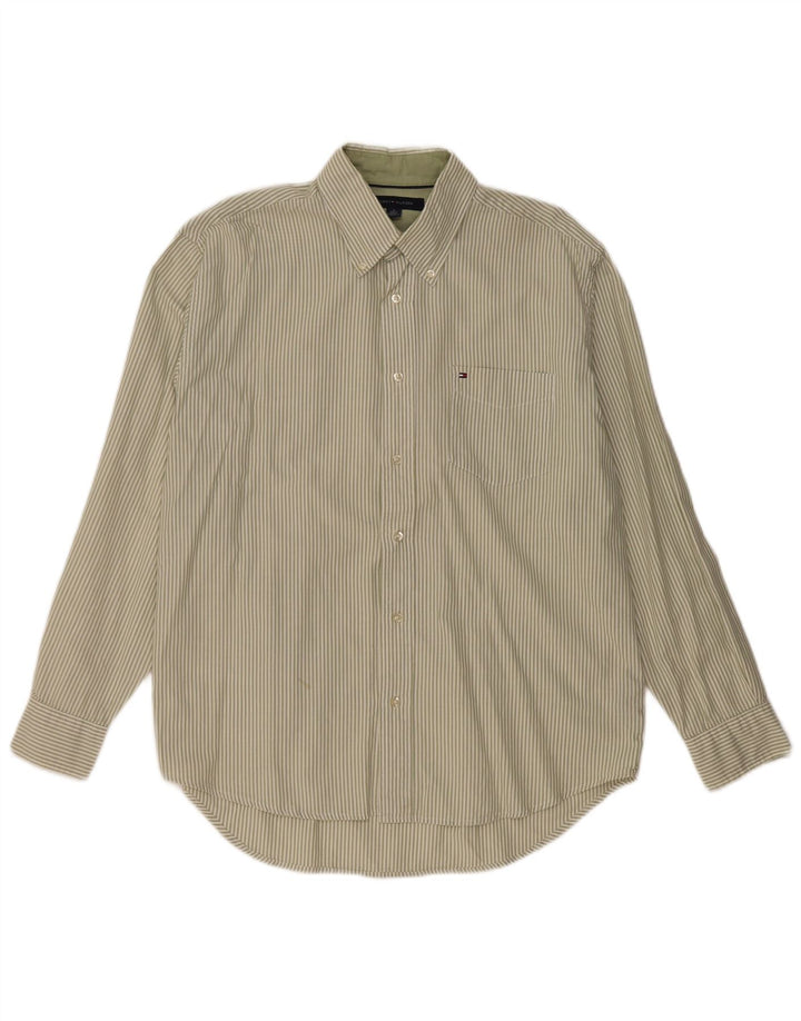 TOMMY HILFIGER Herrenhemd Medium Khaki Nadelstreifen Baumwolle