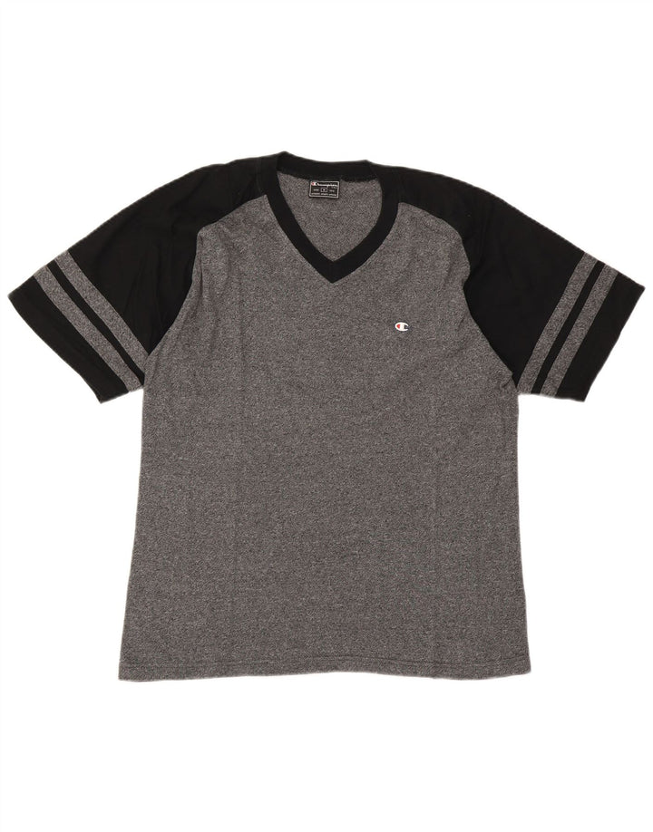 Champion Herren-T-Shirt aus mittelgrauer Colourblock-Baumwolle