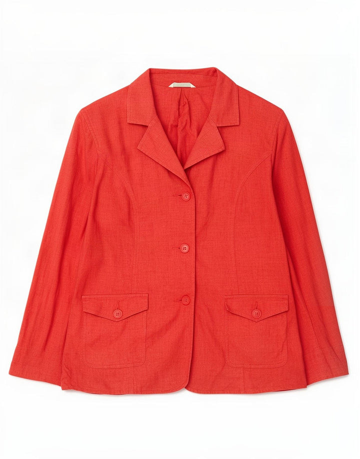 Marks & Spencer Damen-Blazerjacke mit 3 Knöpfen, Gr. 16, Größe L, rotes Leinen