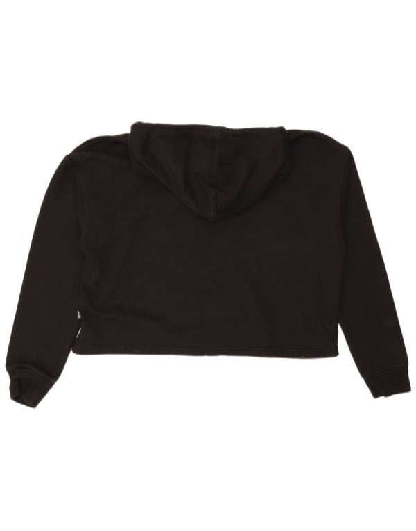 Puma Womens Crop Graphic übergroßer Hoodie-Pullover UK 10 Small Schwarz